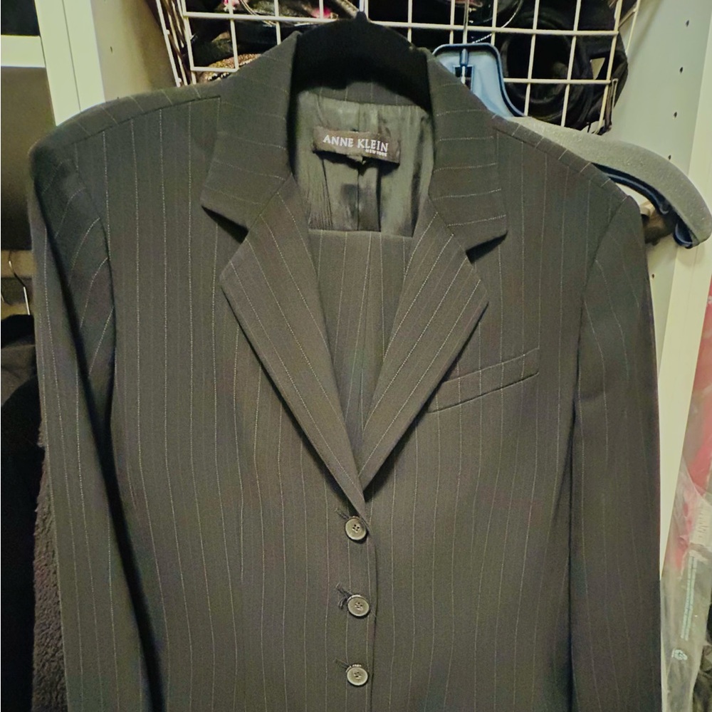 Anne Klein Charcoal Pinstripe Suit